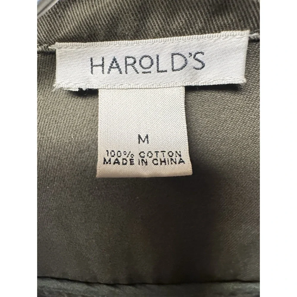 Women's Harolds‎ 100% Cotton Olive Green Utility Jacket Bronze Button Size M